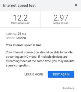 WiFi speed test
