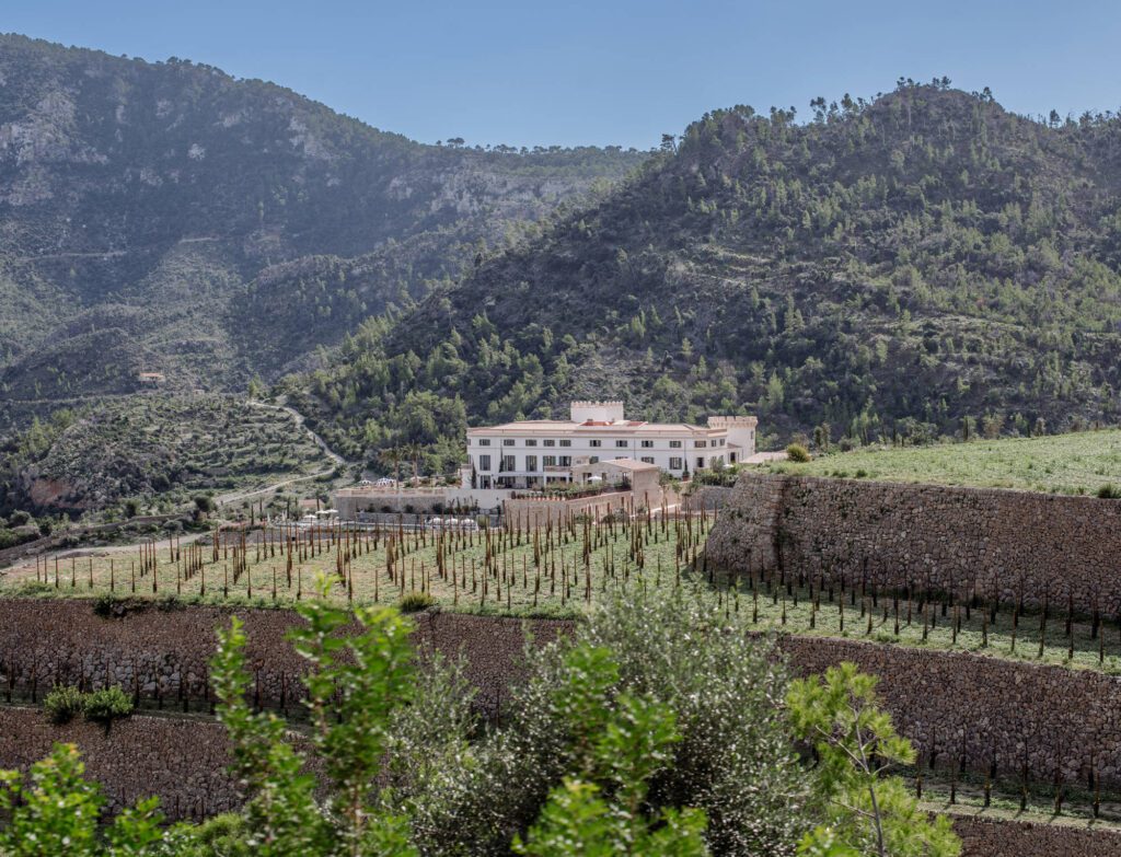 a building in a vineyard The Son-Bunyola hotel.