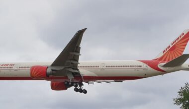 a plane flying in the sky Air India