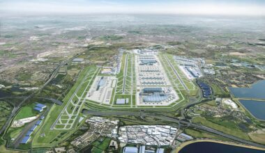 an aerial view of a large airport