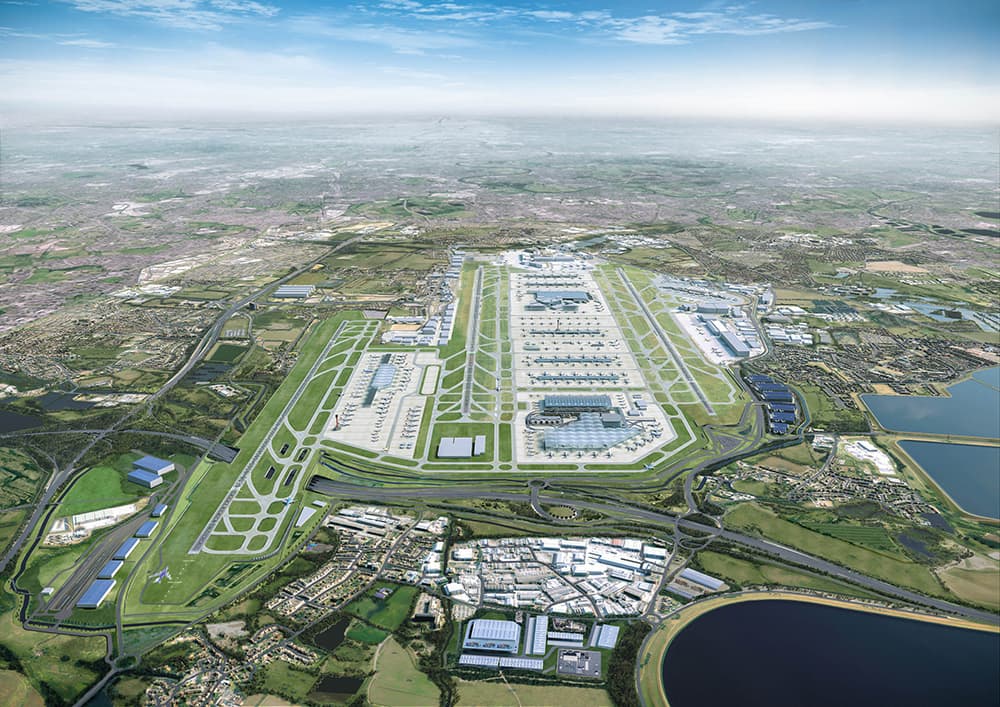 an aerial view of a large airport