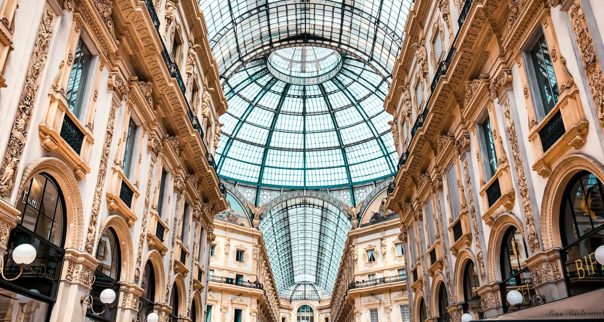 a glass roof of Galleria Vittorio Emanuele II Nectar American Express Credit