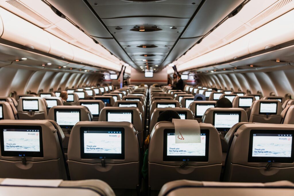 an airplane with many monitors movie aviation