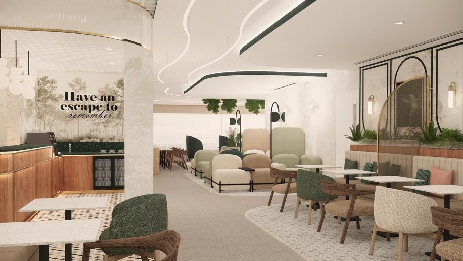 a room with chairs and tables Escape Lounge Edinburgh Airport
