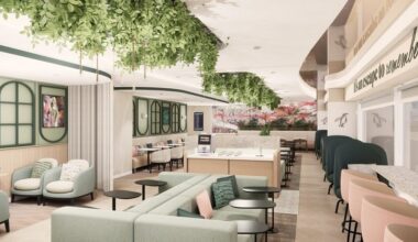 a room with couches and tables Escape Lounge Edinburgh Airport
