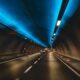 a car driving through a tunnel