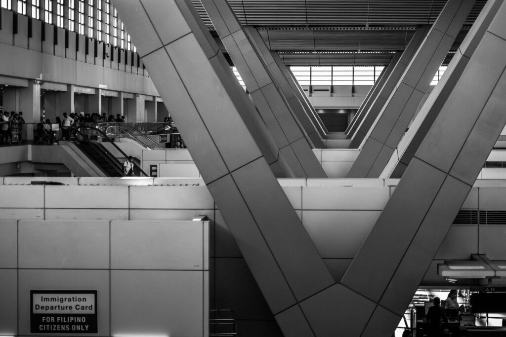 a black and white photo of a building EU Entry/Exit System launch date