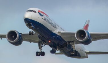 a plane in the sky British Airways St Louis
