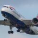 a plane in the sky British Airways St Louis